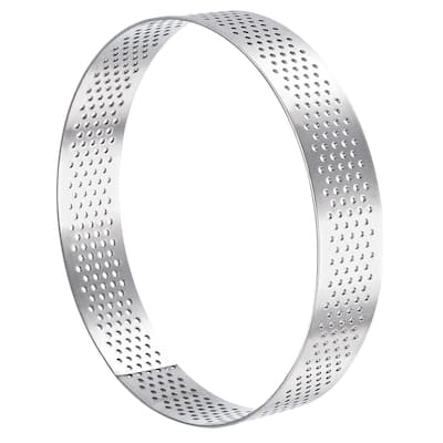 Stainless Steel Circular Cake Rings 3.9" Perforated Cake Mousse Ring Baking Mold - Silver