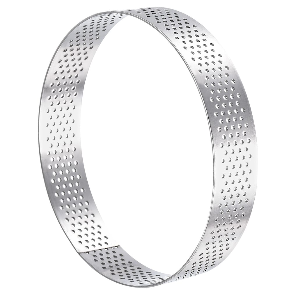 Stainless Steel Circular Cake Rings 3.9" Perforated Cake Mousse Ring Baking Mold - Silver