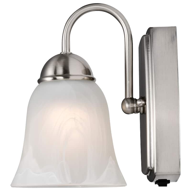 8W LED 1 Light Vanity 3000K Brushed Nickel Alabaster Glass w/ Switch - Brushed Nickel