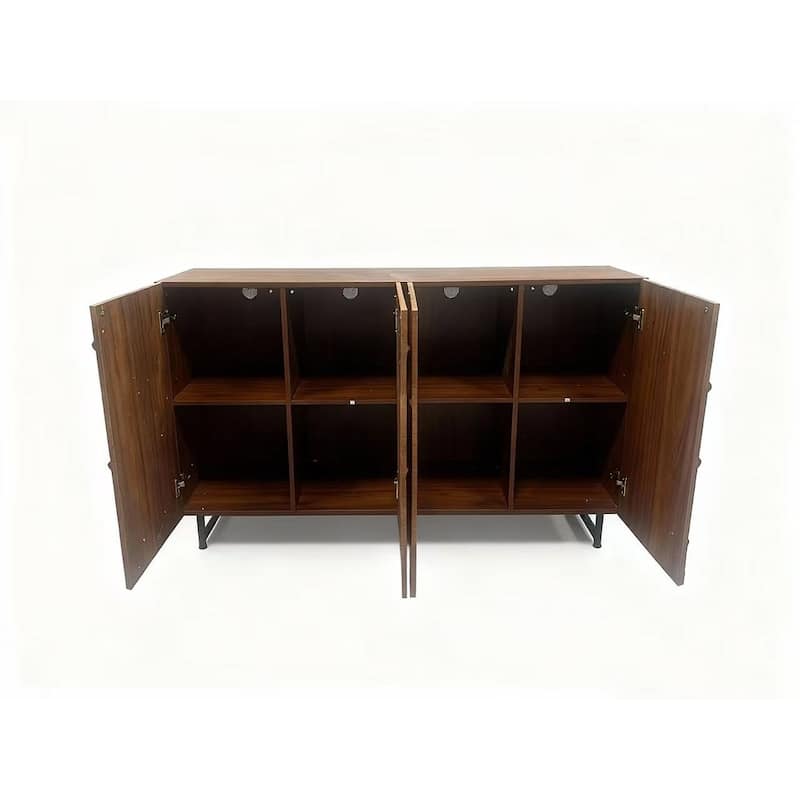 GDF Studio - Marlow Modern Wood Sideboard with Wave Relief Design and Iron Legs