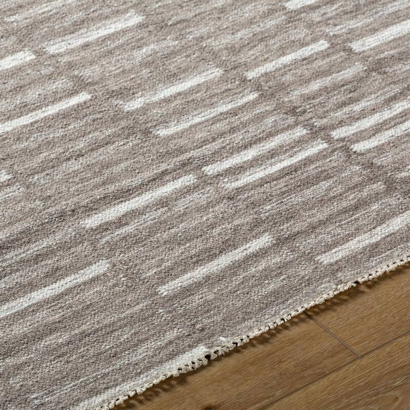 Madilyn Mid-Century Modern Stripe Fringed Area Rug