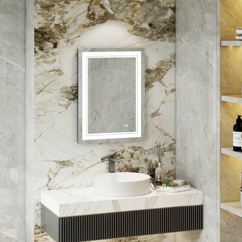 Retangular Wall Mounted LED Bathroom Mirror With Touch Switch Memory Mirror Anti-Fog (Horizontal/Vertical)