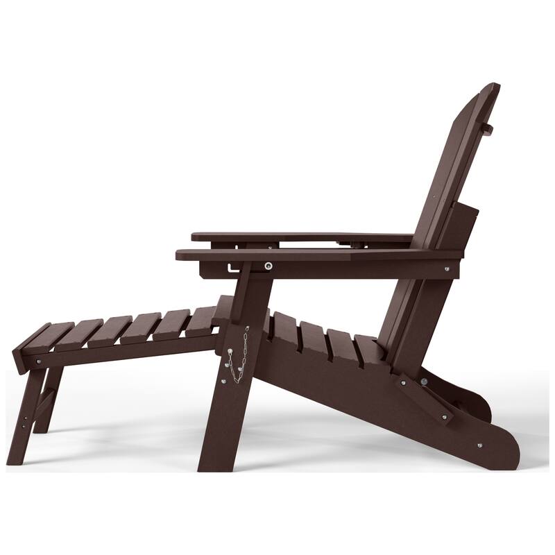 Laguna Outdoor 3-Piece Folding Adjustable Adirondack Chair with Hideaway Ottoman & Round Side Table