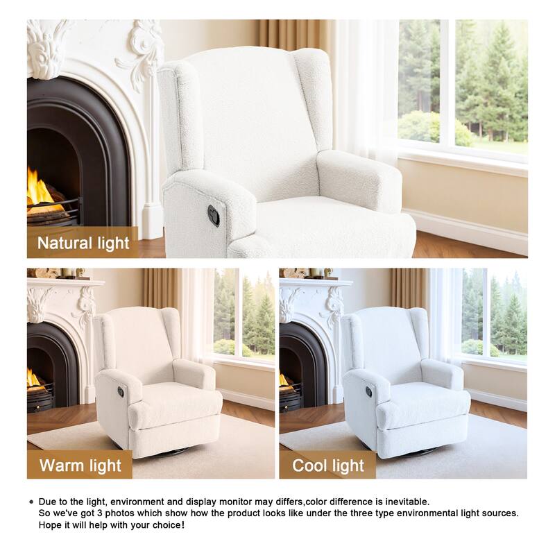 UIXE Upholstered Chenille/Boucle Swivel Glider Rocker Recliner