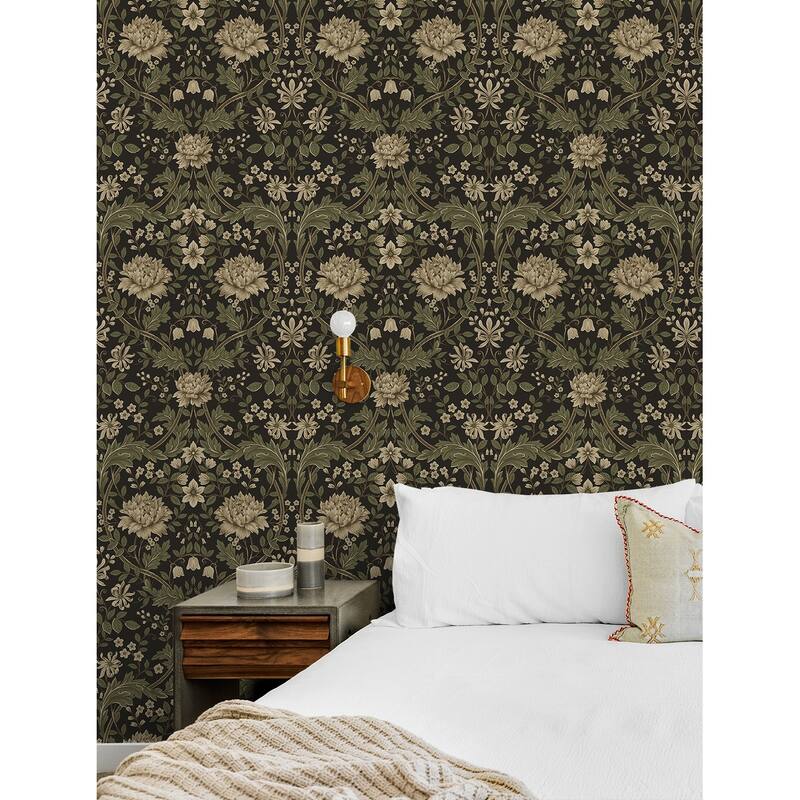 Seabrook Designs Honeysuckle Floral Prepasted Wallpaper