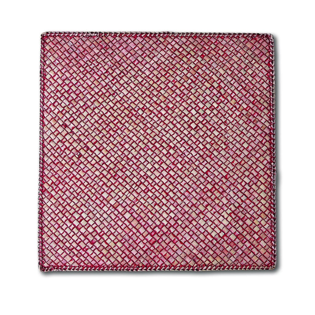 Square Pantai Red Placemat - 14" x 14" - Everyday Use, Spot Clean Only, Color Transfer May Occur