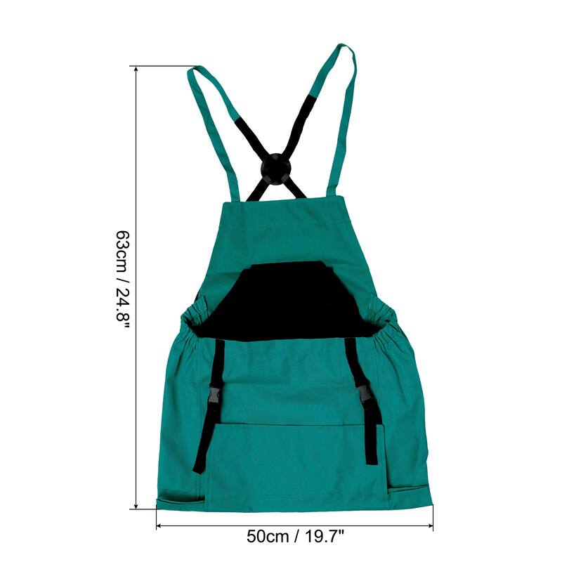 Adjustable Gardening Aprons Cross Back Harvesting Aprons with Pocket - 24.8 inch - Green