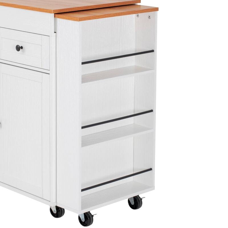 85.5 Inch Kitchen Island with Extendable Dining Table 3 Drawers 2 Doors