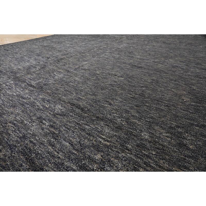 10x14 Tibetano Hand Knotted Wool & Bamboo Silk Grey Tibetan Modern Plush Pile Rug - 10' x 14'