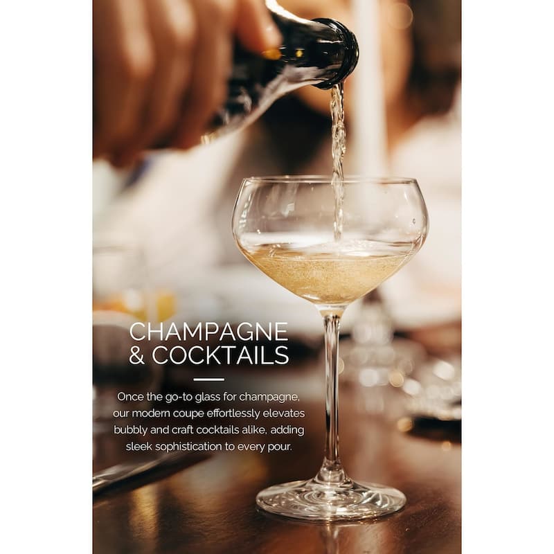 Final Touch Set of 2 Coupe Lead Free Crystal Glasses - 10 oz