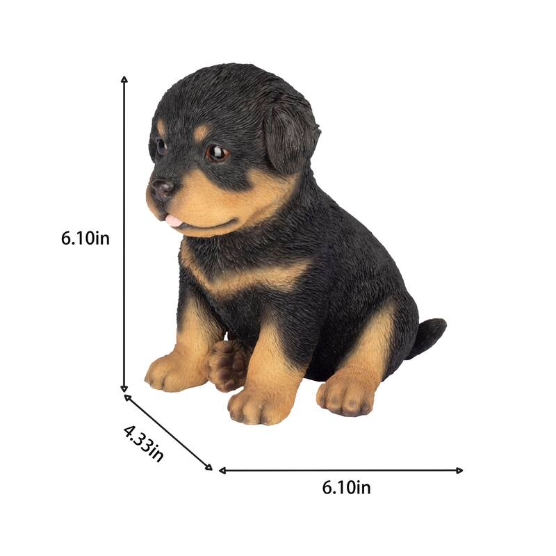 Sitting Rottweiler Puppy Outdoor Garden Statue - 6.25" - Black and Brown
