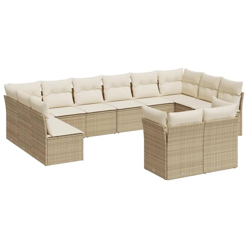 vidaXL Garden Sofa Set Beige, Cream White - 24.4 x 24.4 x 27.2