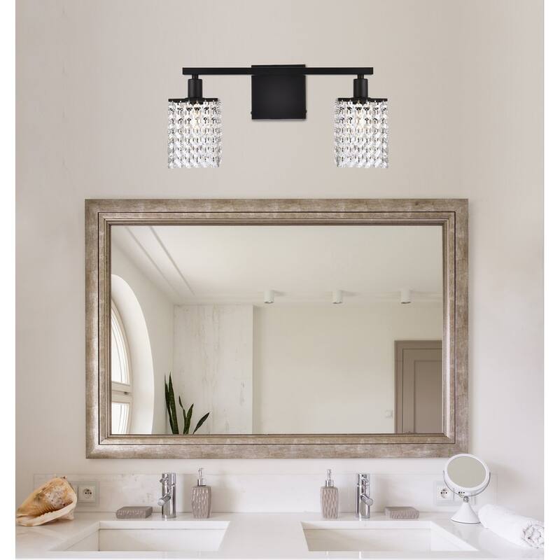 Phoenix 2 Light Bath Sconce with Clear Crystals