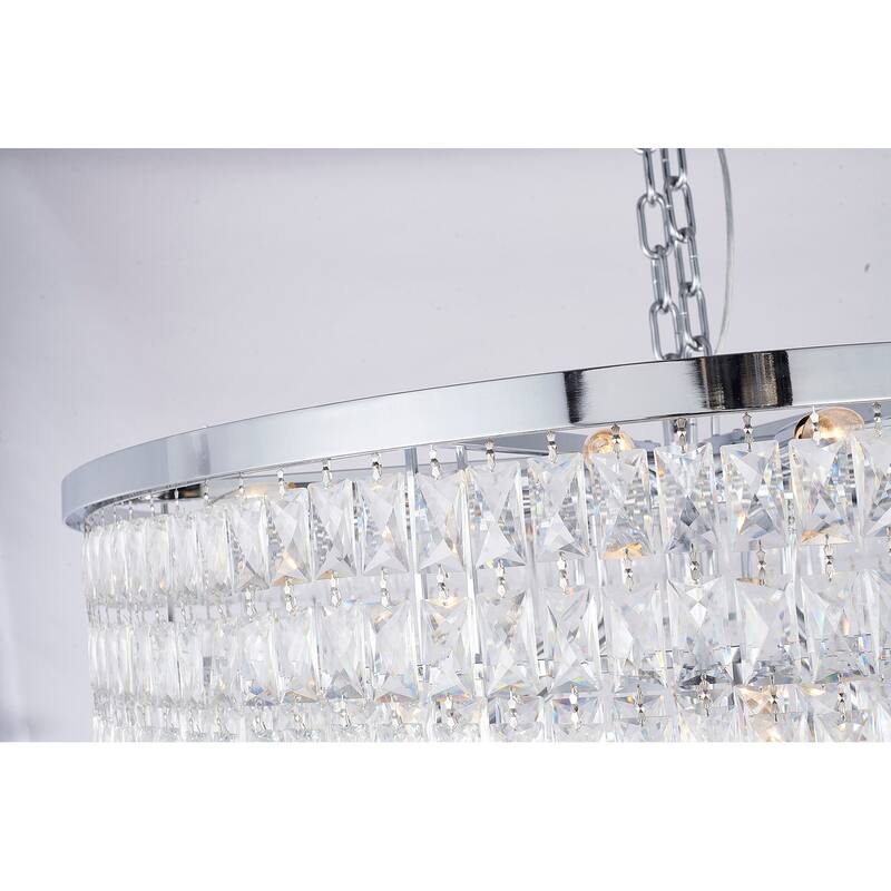 32" Chrome Metal 7-Tier Chandelier With Clear Crystals