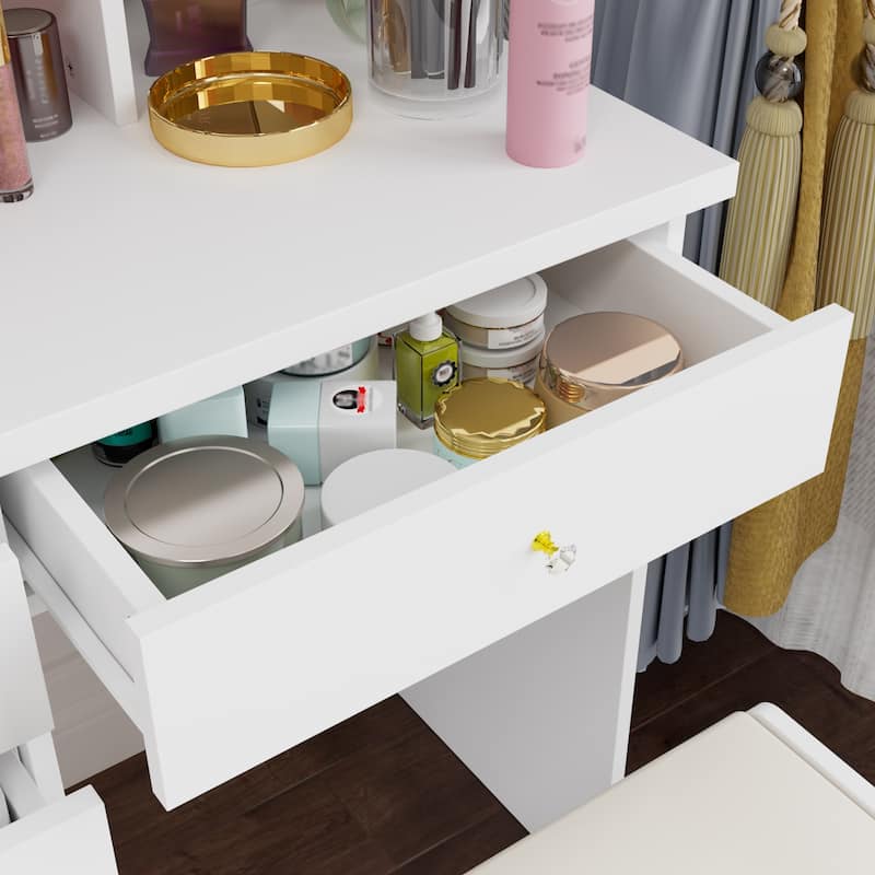 31.5" Wide Makeup Vanity With Stool and Touching Light Mirror - 31.5"W