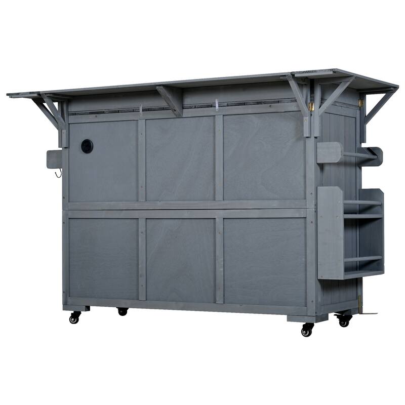 Roomfitters Outdoor Grill Cart and Kitchen Island, Stainless Steel Top, Portable Potting Bench with Storage, Wheels
