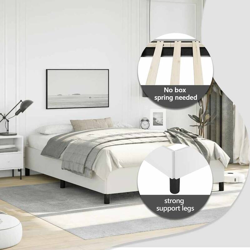 vidaXL Bed Frame, Faux Leather, No Mattress