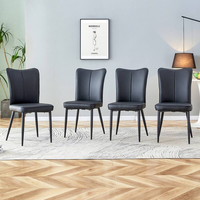 Dining Chair Set of 6/4/2, Modern Black PU Dining Chair - Set of 4