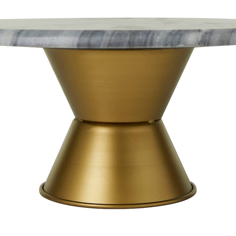 CosmoLiving by Cosmopolitan White or Gray Ceramic Cake Stand with Gold Base