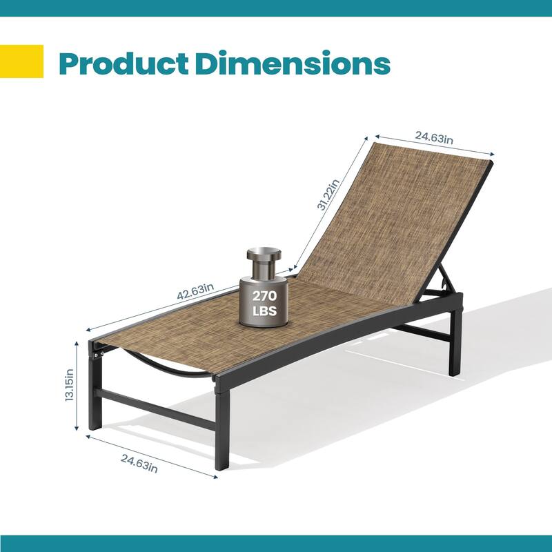 Pellebant Outdoor Adjustable Aluminum Chaise Lounge Chairs (Set of 4