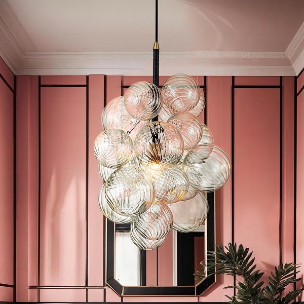 Rennnsan 1-Light Modern Black and Gold Chandelier Cluster Clear