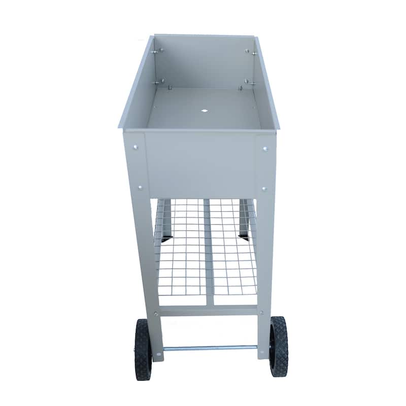 Mobile Metal Raised Garden Bed Cart,Elevated Tall Planter Box w/Wheels