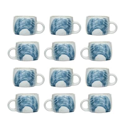 Hand-Painted Stoneware Mug with Glaze - 4.8"L x 3.6"W x 2.6"H