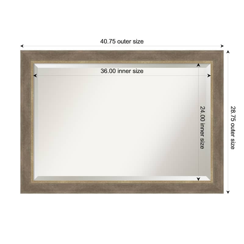 Driftwood Tan Beveled Wood Framed Wall Mirror - Driftwood Tan - 41 x 29 in