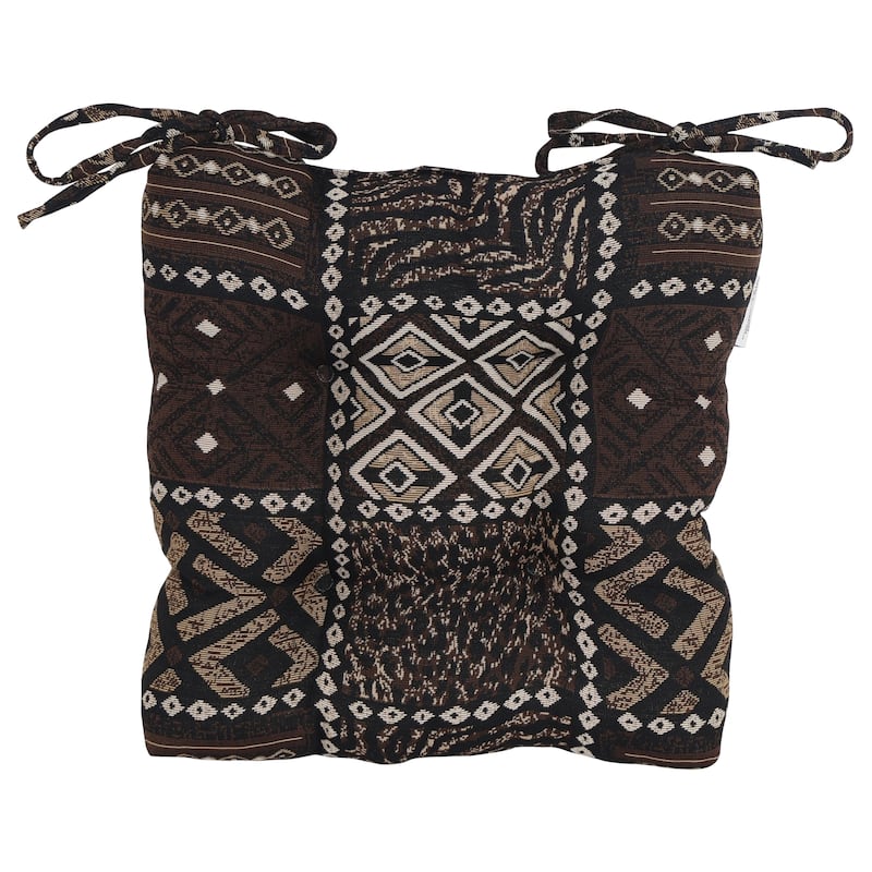 16-inch Square Woven Tapestry Tufted Chair Cushions (Set of 2 or 4) - 16 x 16