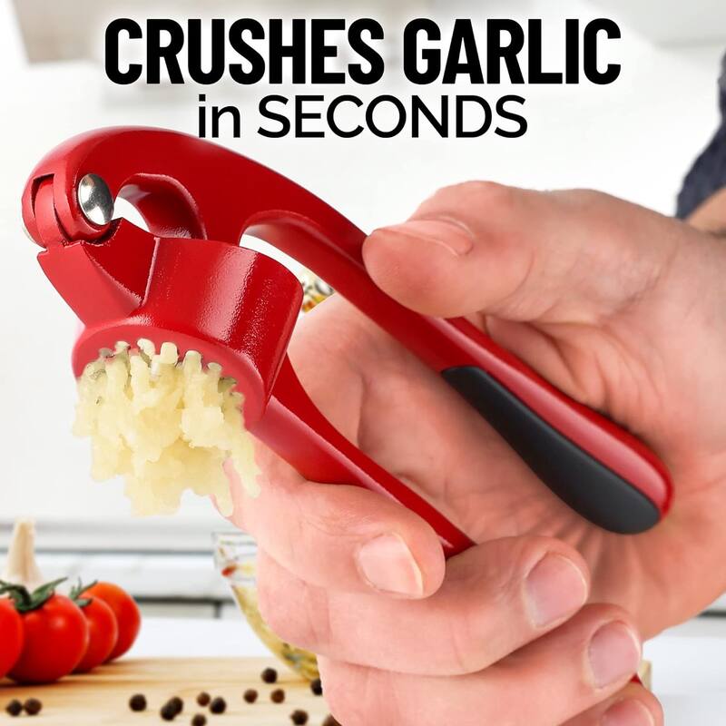 Zulay Kitchen Garlic Press with Ergonomic Soft Easy Squeeze Handle