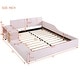preview thumbnail 4 of 10, Queen Size Upholstered Mother & Child Platform Bed w/ Bedside Desk & Little Round Stool