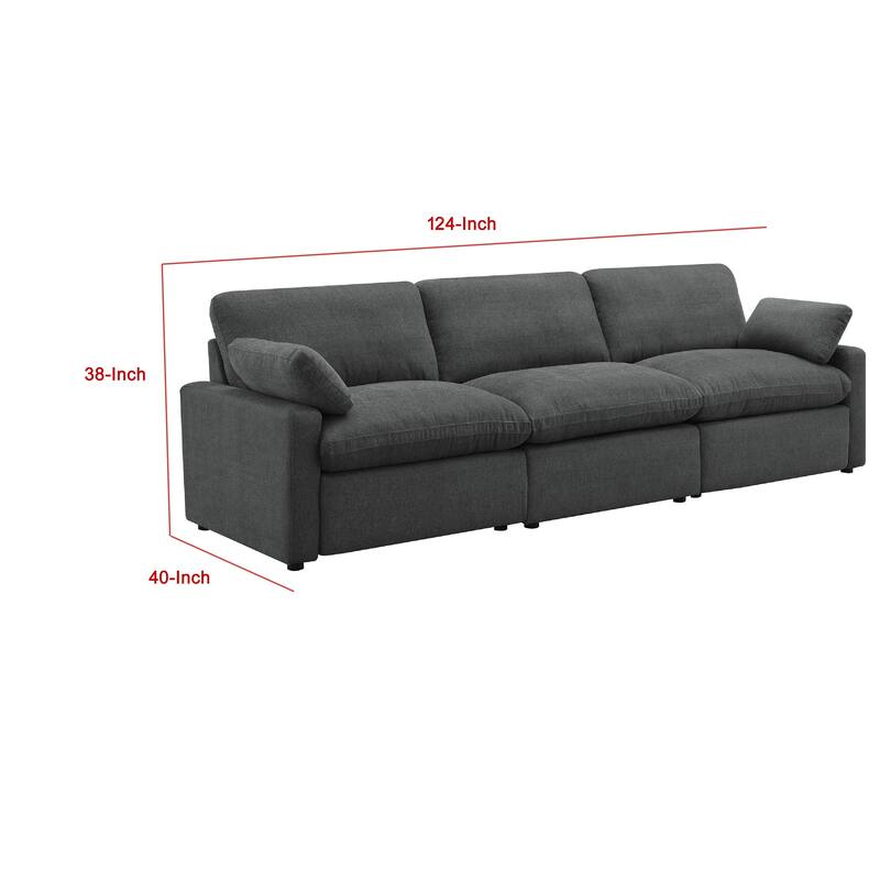 Biny Modular Power Reclining Sofa, 2 Pillows, Dark Gray, 124 Inch