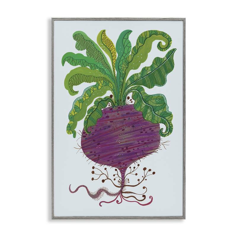 Stupell Stylized Beetroot Vegetable Framed Giclee Art Design By Kay Widdowson - 20 x 30 - Grey