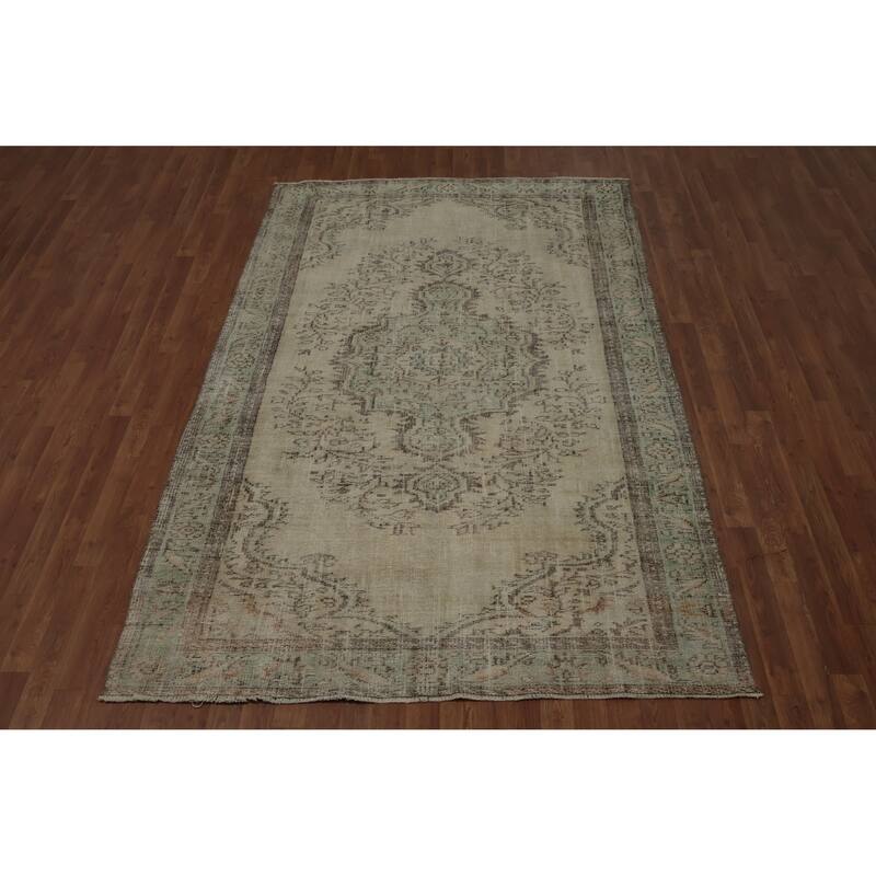 Hand Knotted Oriental 100% Wool Carpet Transitional Floral Beige & Ivories Anatolian Area Rug - 8' 10'' X 5' 6''