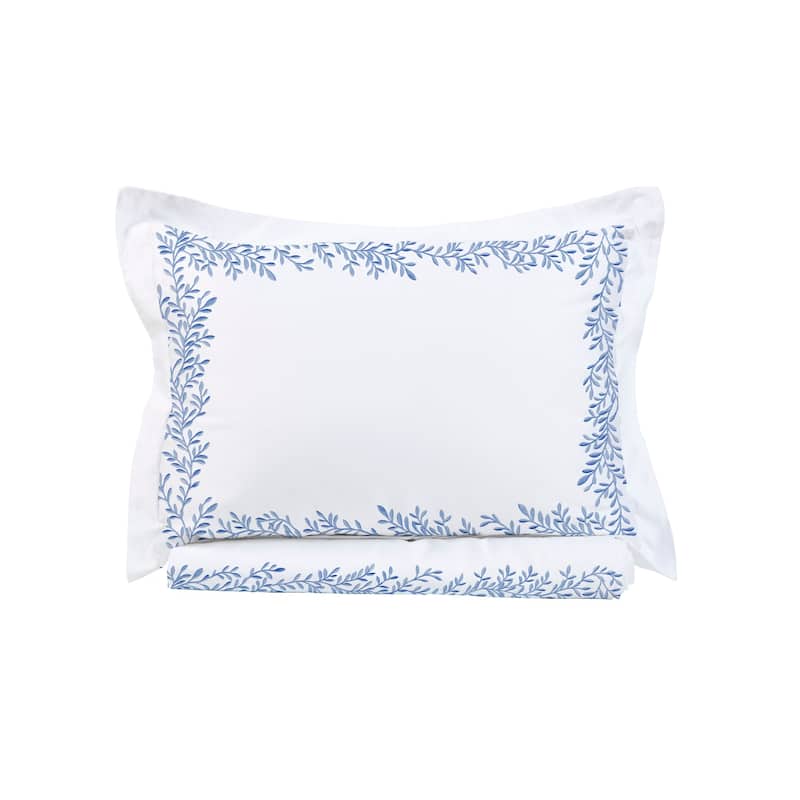 Home Sweet Home Collection 600TC Cotton Floral Embroidery Duvet Set - 3 Color - Blue - King - 3 Piece