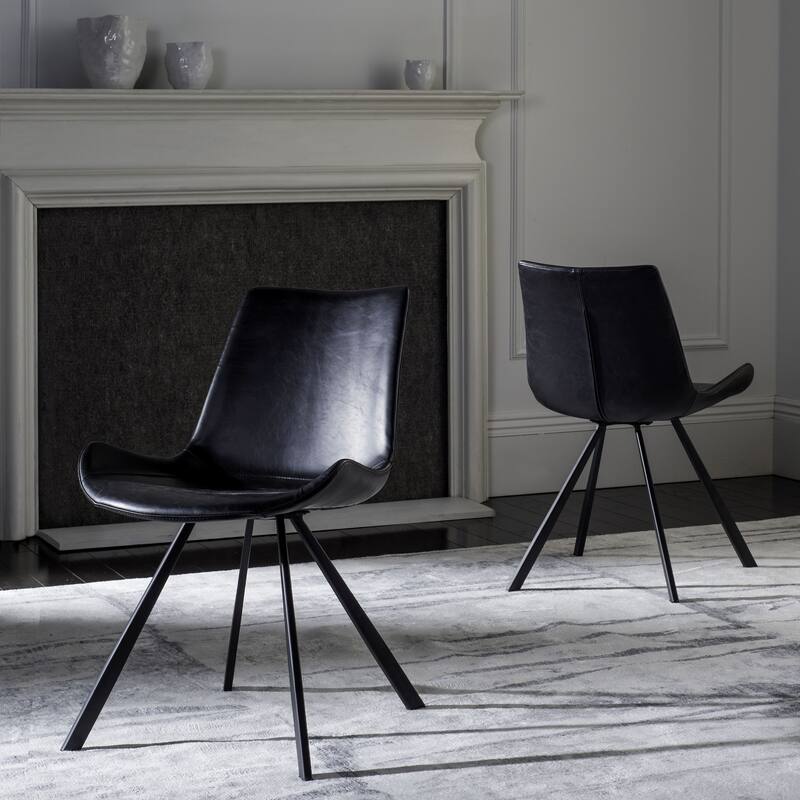 SAFAVIEH Terra Mid-century Modern Accent Chairs (Set of 2) - 20.5" x 24" x 31.5" - Black