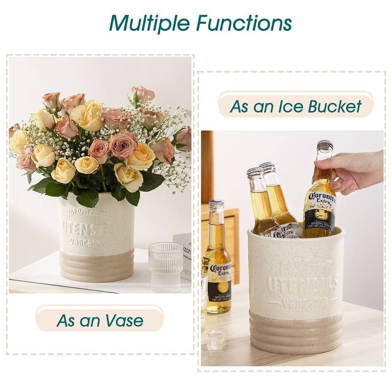 LOVECASA Ceramic 7.2" Large Utensil Holder for Kitchen Countertop