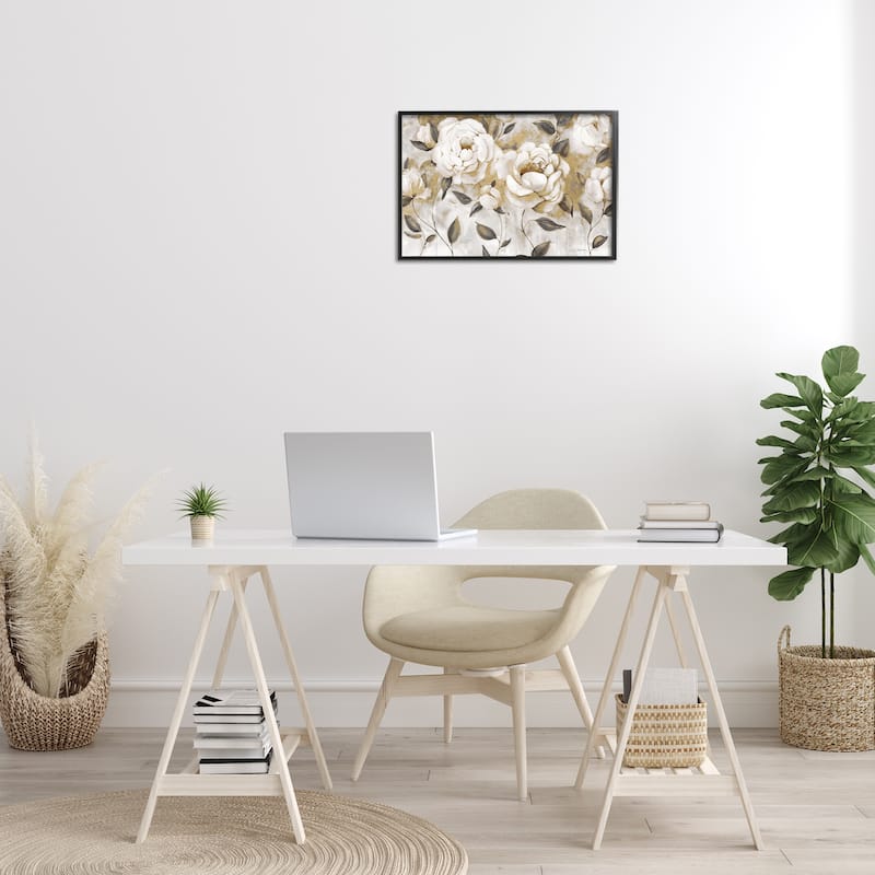 Stupell Warm Neutral Flowers Framed Giclee Art Design By Carol Robinson