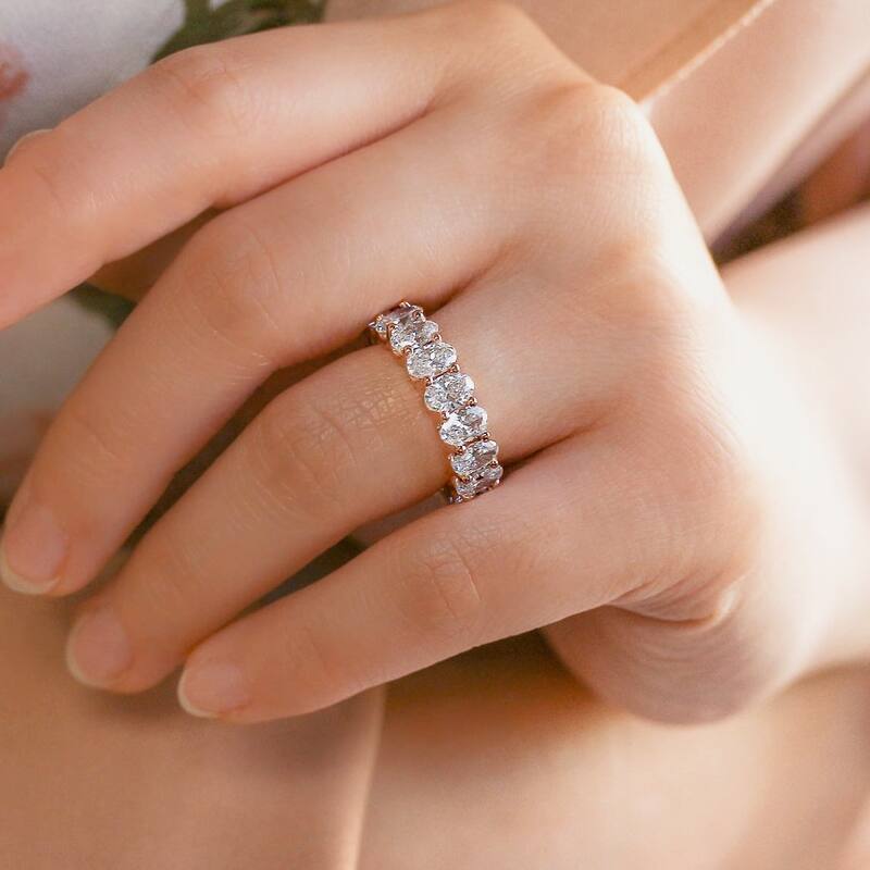 Kobelli Lab Grown Diamond 14k Solid Gold Oval Eternity North-South Ring