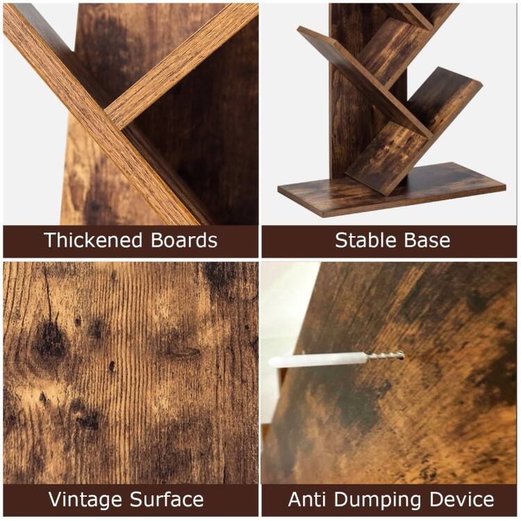 8-Tier Tree Bookshelf for Living Room with Large Storage and Stability - 20" L x 11" W x 55" H