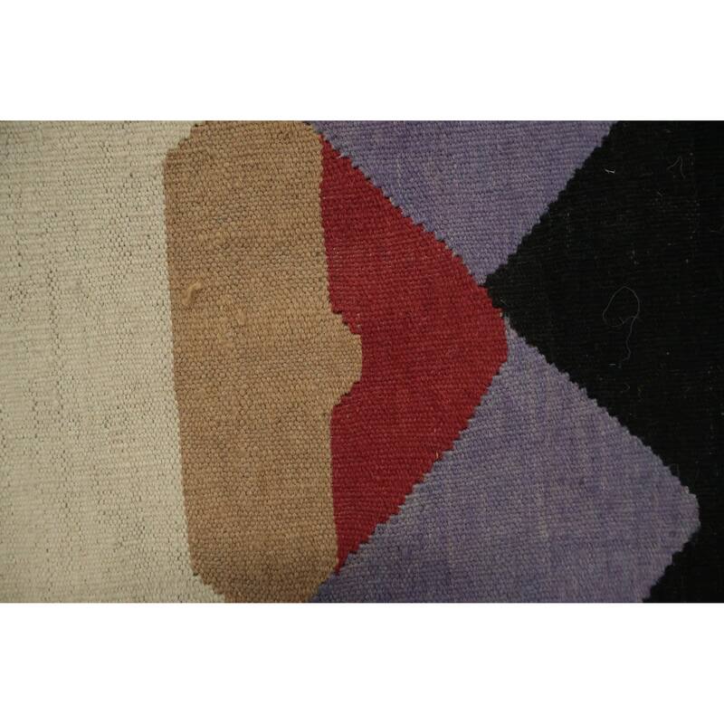 Hand Woven Oriental 100% Wool Carpet Southwestern Modern Multi-Colored Kilim Area Rug - 12' 2'' X 8' 7''