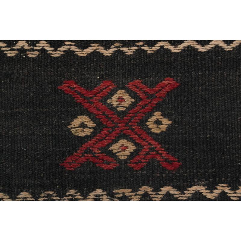 Hand Woven Oriental 100% Wool Carpet Southwestern Tribal Black Kilim Area Rug - 7' 9'' X 5' 11''