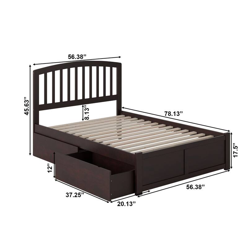Richmond Full Platform Bed with Footboard and 2 Drawers in Espresso