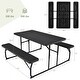 preview thumbnail 20 of 23, Indoor and Outdoor Folding Picnic Table Bench Set with Wood-like Texture - 59" x 54" x 28.5"(L X W X H)