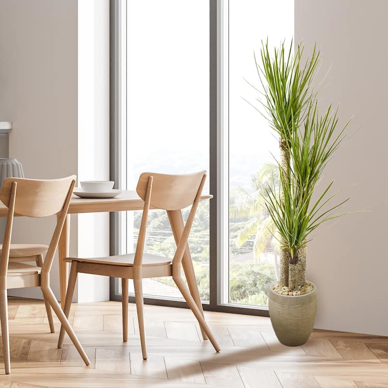 64 Inch Artificial Tree in Planter - Farmhouse Decor Indoor Greenery - Green - 61 Inches and Over