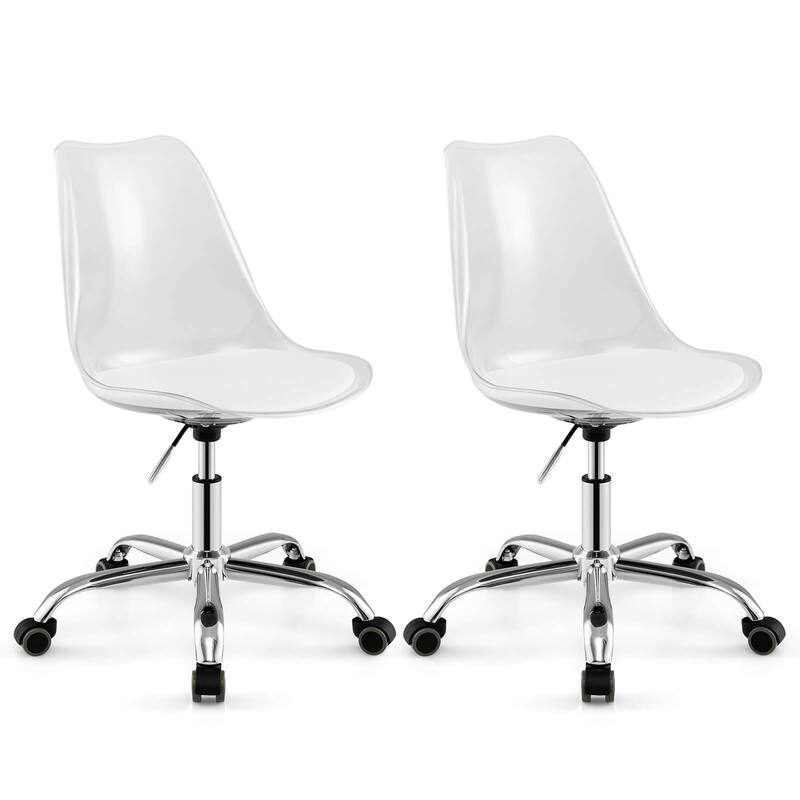 Costway 1/2 PCS Clear Desk Chair with Swivel Seat & Soft PU Leather - See Details - 2 pcs
