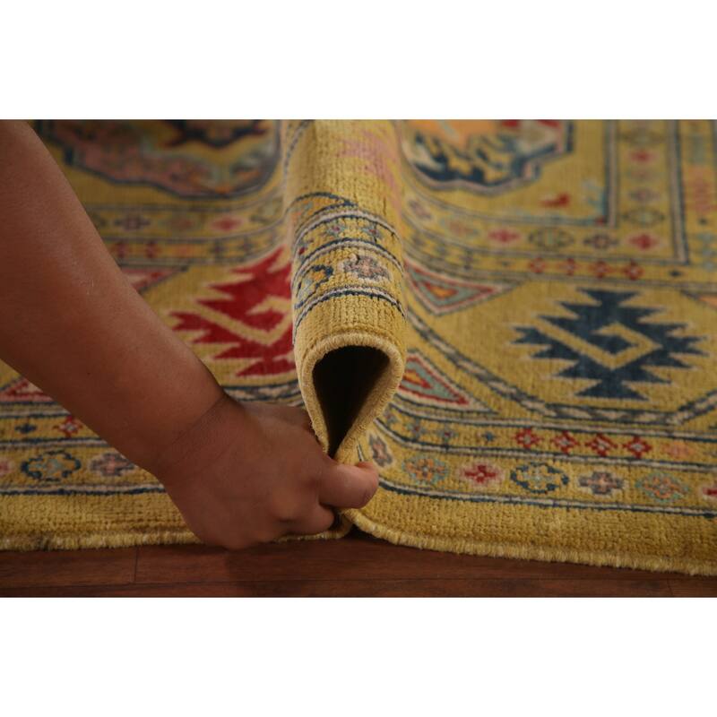 Geometric Kazak Area Rug Hand-Knotted Wool Carpet - 6'11" x 10'7"