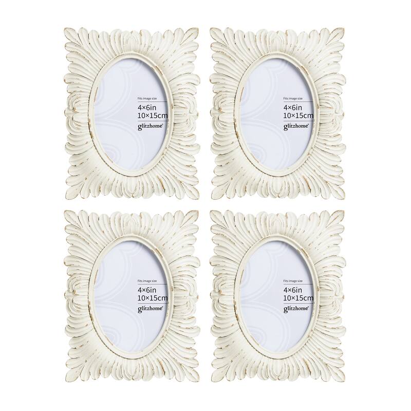 Glitzhome 4x6 Xmas Ornate Resin Wall or Tabletop Picture Frames Set of 2 or 4