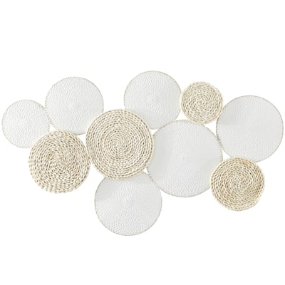 Metal Plate Rope Design Home Wall Decor with Textured Pattern - White - Roche River Decor