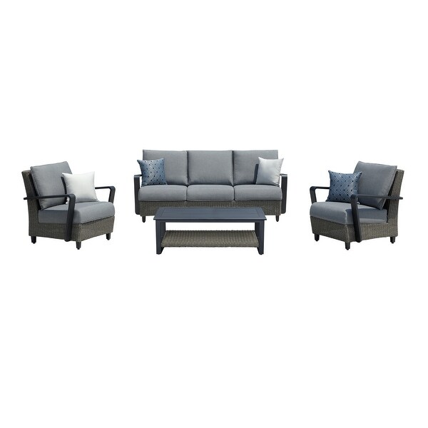 Shop OVE Decors Augusta II 4-Piece Aluminum Frame Patio Conversation Set with Grey Sunbrella 